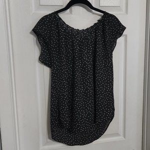 Pleated Tie Back Blouse black floral
